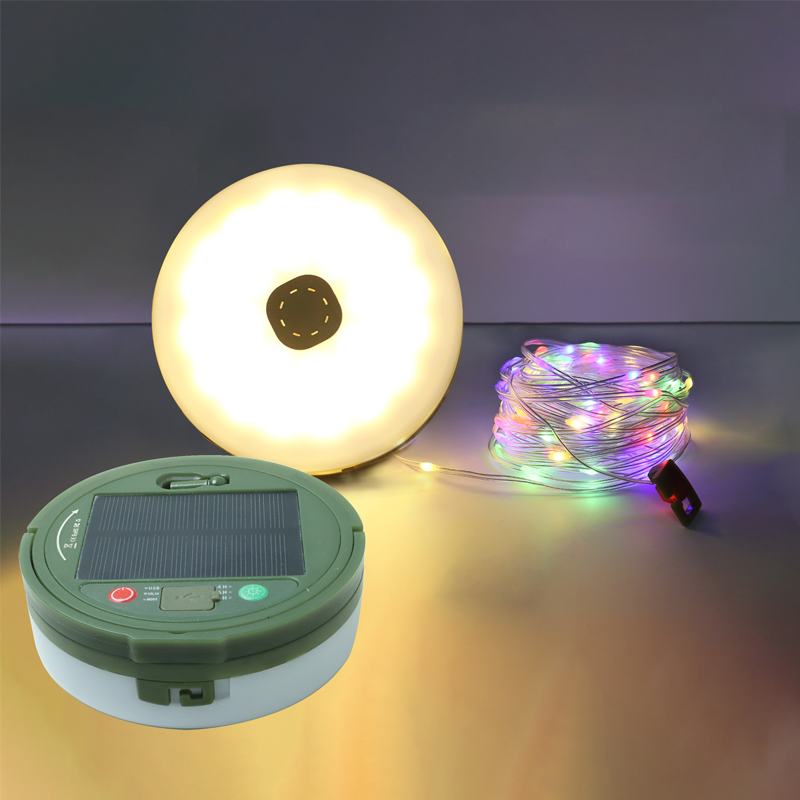 Multifunctional Solar & Type-C Rechargeable Tape Measure Camping Light with Remote Control