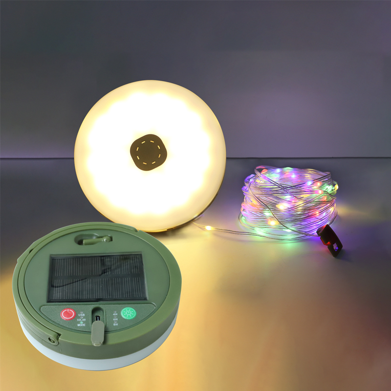 Multifunctional Solar & Type-C Rechargeable Tape Measure Camping Light with Remote Control
