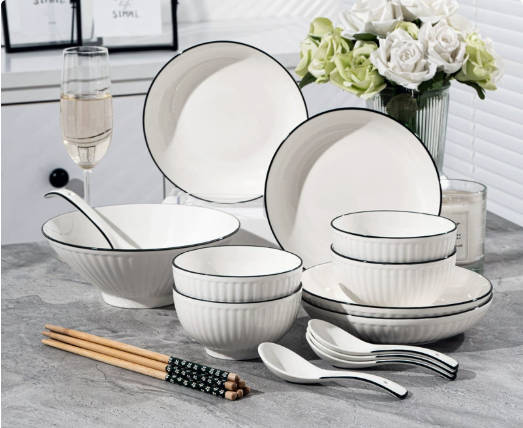 Minimalist Style Ceramic Dinnerware Set, Microwave Safe Porcelain Tableware for Home