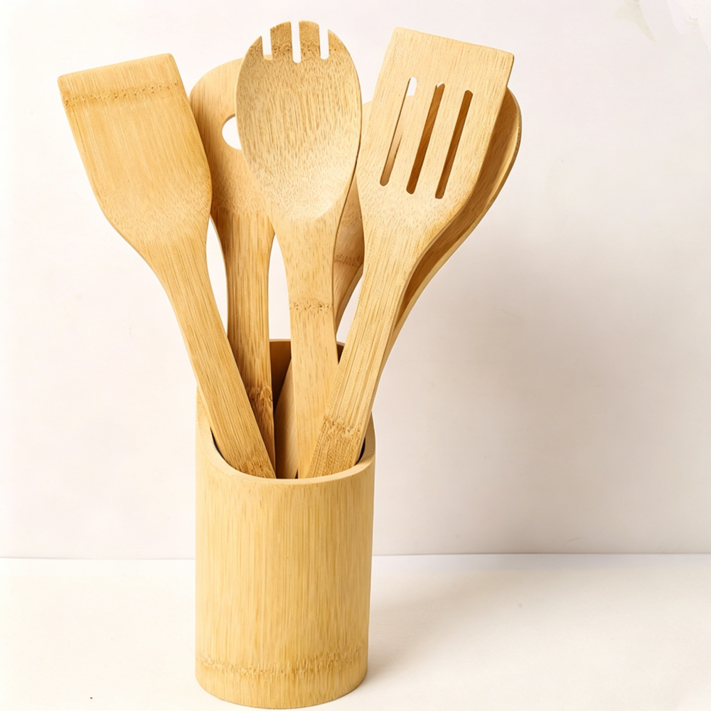 7PCS Wooden Spoon Set, Non-Scratch Cooking Tools for Home Kitchen