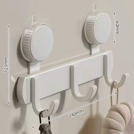 Suction Cup Door Hook Rack, No-Drill Wall Hanger for Clothes & Towels