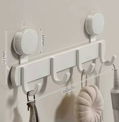 Suction Cup Door Hook Rack, No-Drill Wall Hanger for Clothes & Towels