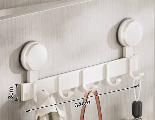 Suction Cup Door Hook Rack, No-Drill Wall Hanger for Clothes & Towels