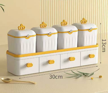 Luxury Spice Jar Set with Double-Layer Drawer, Moisture-Proof Seasoning Containers for Kitchen