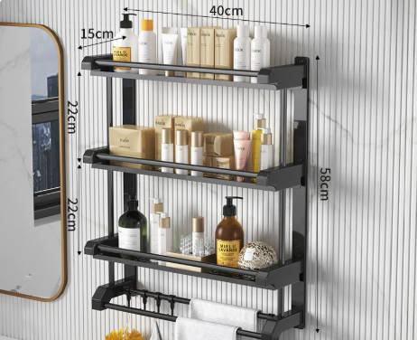 Wall-Mounted No-Drill Bathroom Storage Shelf