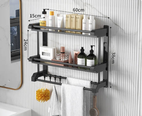 Wall-Mounted No-Drill Bathroom Storage Shelf