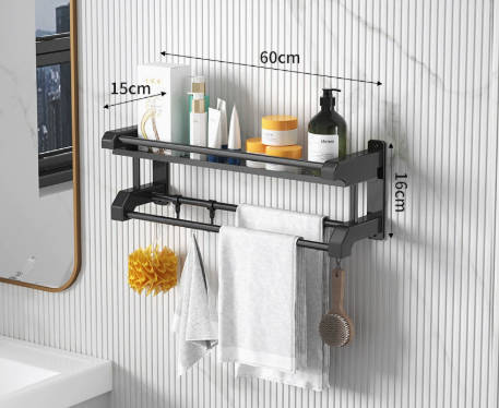 Wall-Mounted No-Drill Bathroom Storage Shelf