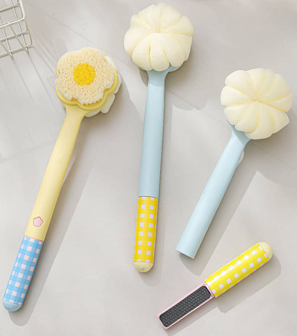 Multi-functional Long Handle Bath Brush, Double-sided Exfoliating & Back Scrubber