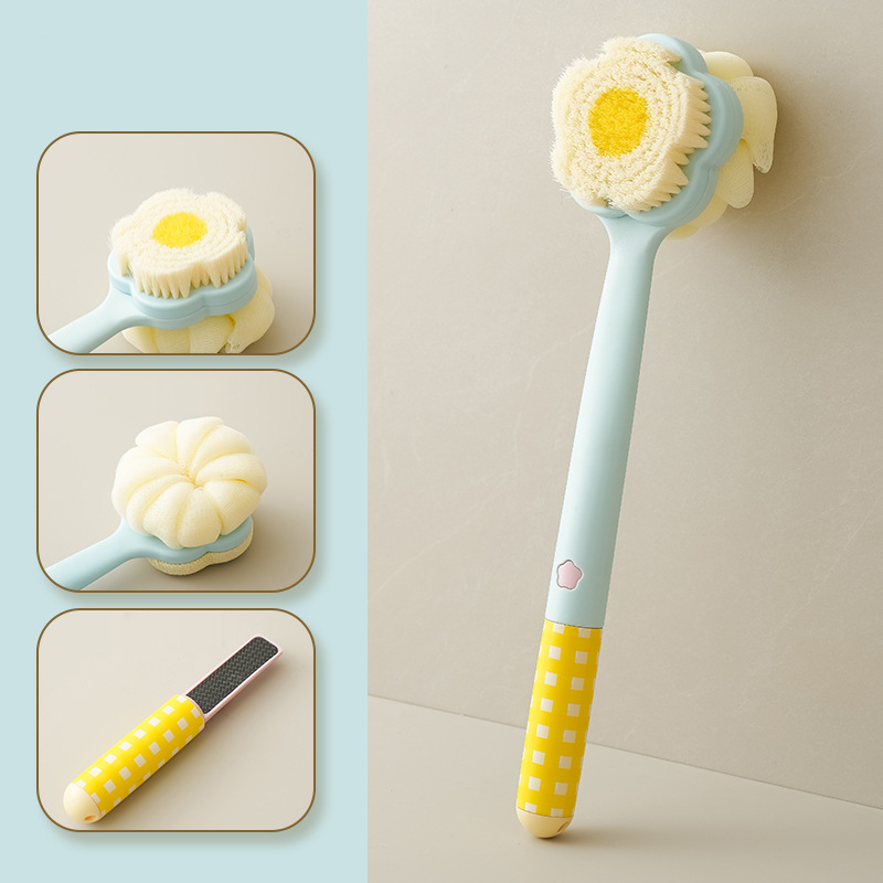 Multi-functional Long Handle Bath Brush, Double-sided Exfoliating & Back Scrubber