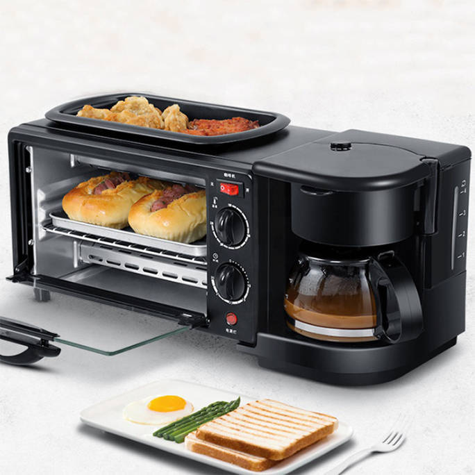 3 In 1 Breakfast Maker, Multifunctional Oven Frying Pan Coffee Machine