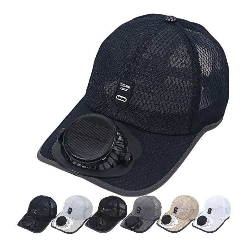 Solar & USB Rechargeable Cooling Fan Hat, Outdoor Sun Protection