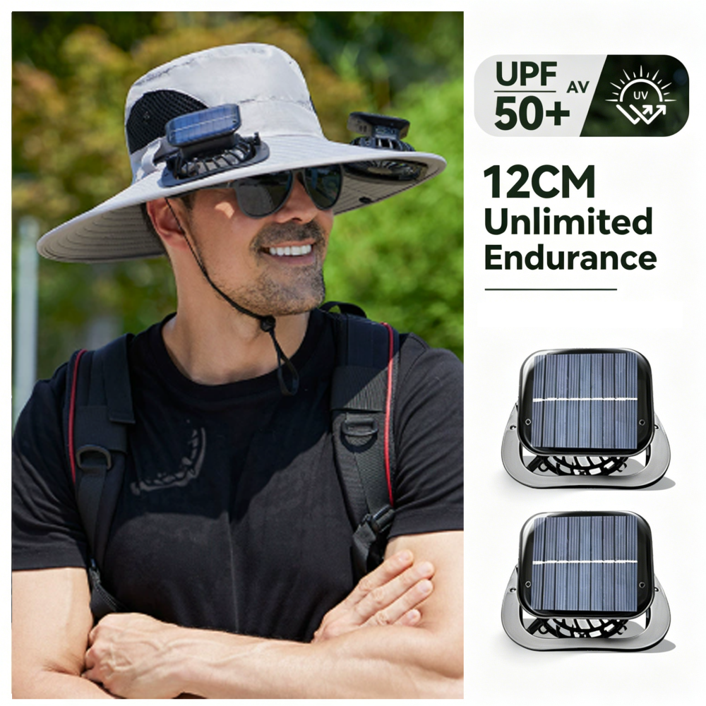Solar & USB Rechargeable Cooling Fan Hat, Outdoor Sun Protection