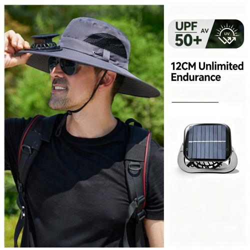 Solar & USB Rechargeable Cooling Fan Hat, Outdoor Sun Protection