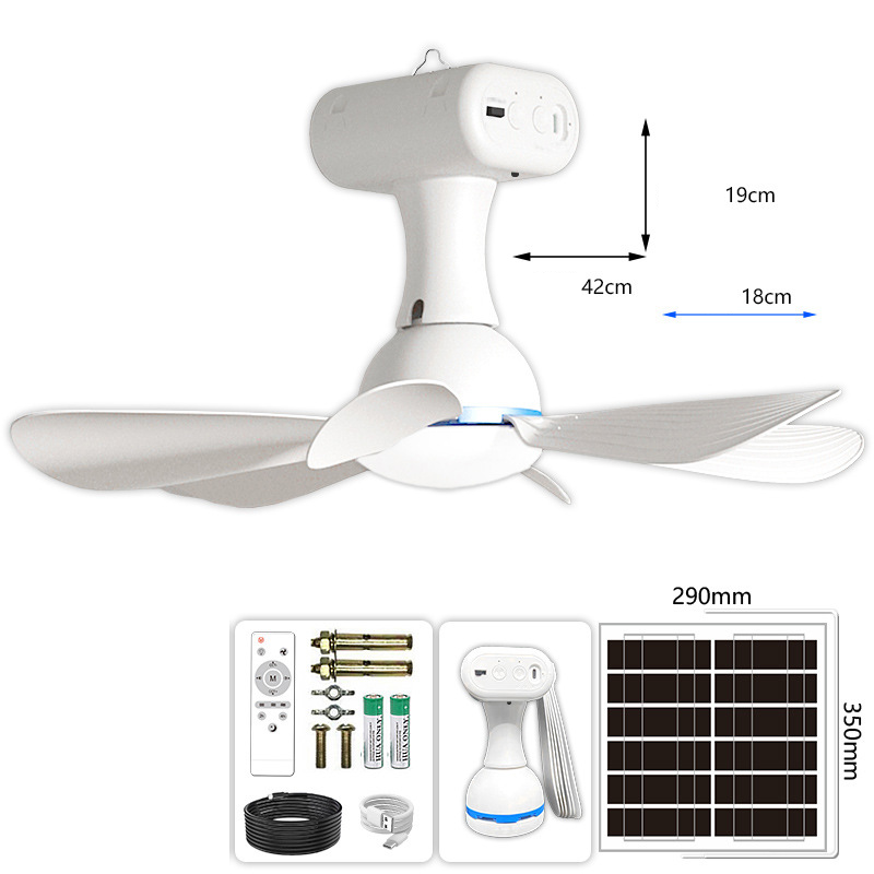 Solar & USB Rechargeable LED Ceiling Fan Light