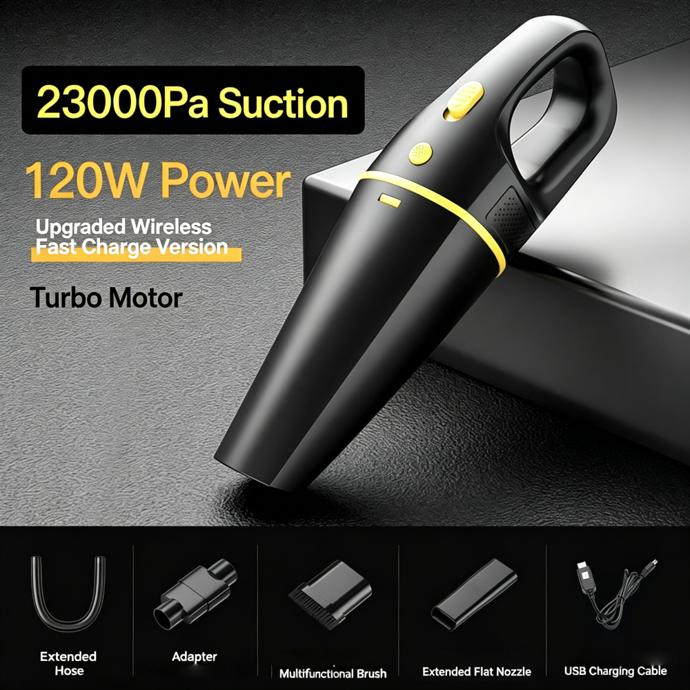 120W Wireless Handheld Vacuum Cleaner, 30Min Runtime, Car & Home Use