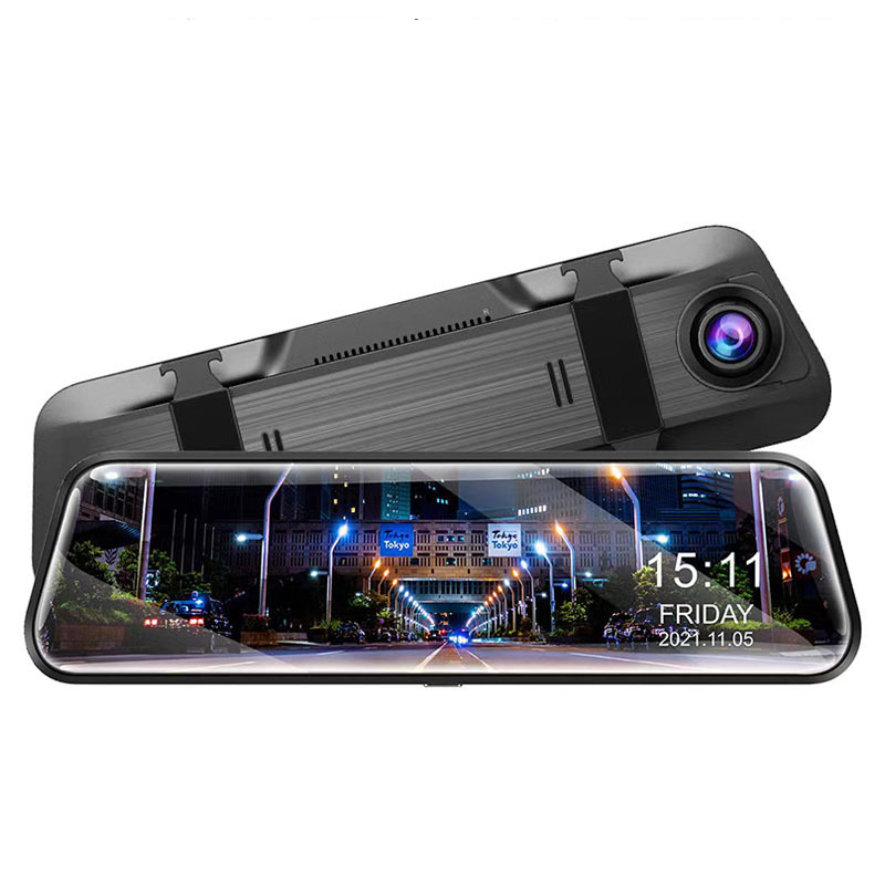 10-inch Full Touch Screen Stream Media Dual Dash Cam with 1080P Front & Rear Recording