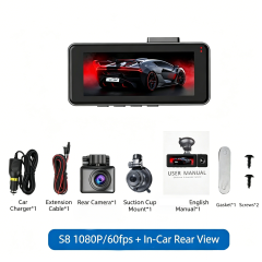 S8【Front 1080P@60fps + In-Car Rear】
