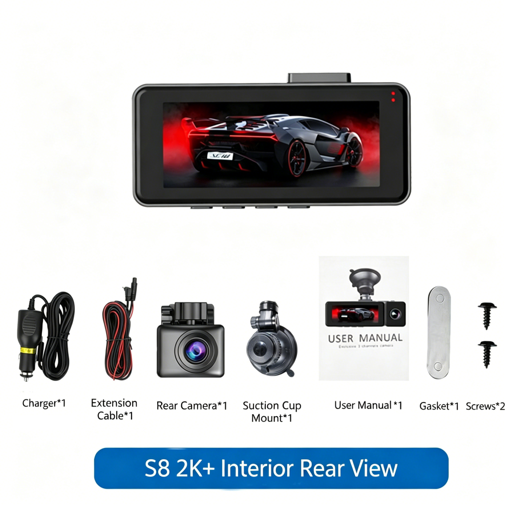 3-Channel Dash Cam with 2K Recording, 24H Parking Monitor & APP Control