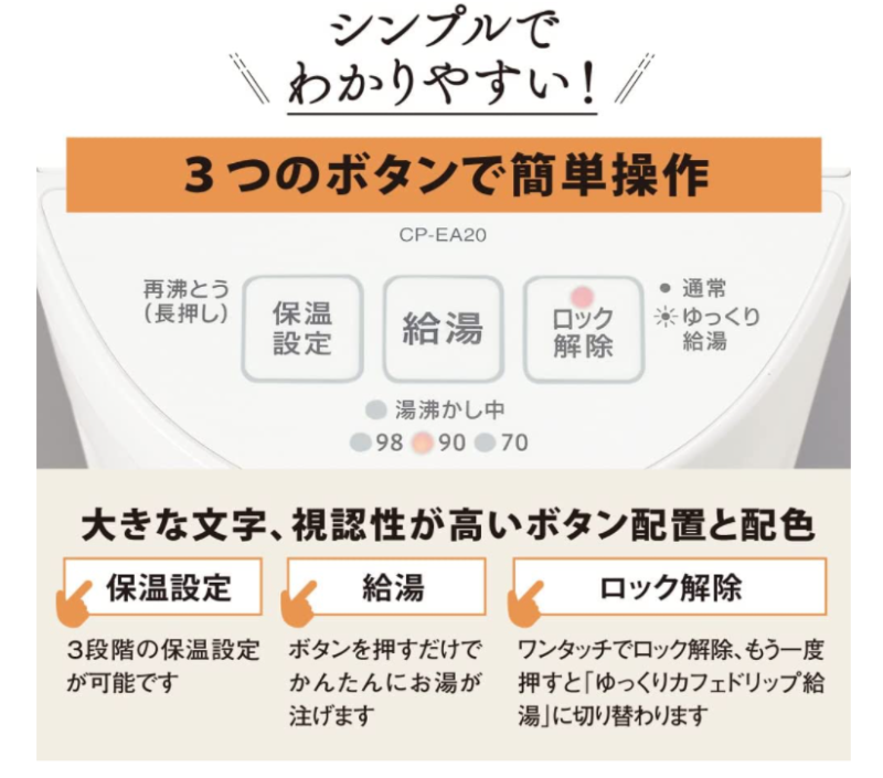 Zojirushi 象印 電水壺 CP-EA20 3段溫度調節 2L 熱水壺 22最新