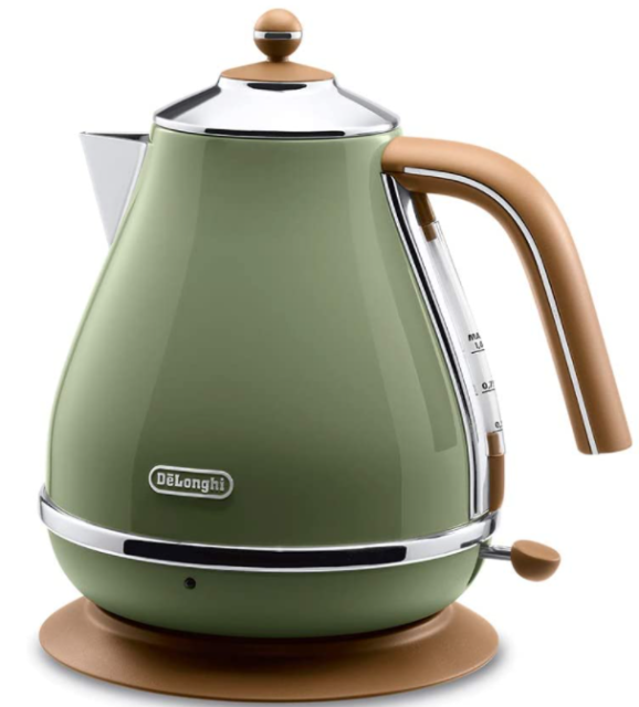 DeLonghi 迪朗奇 復古 不鏽鋼電熱水壺 快煮壺 1L KBOV1200J