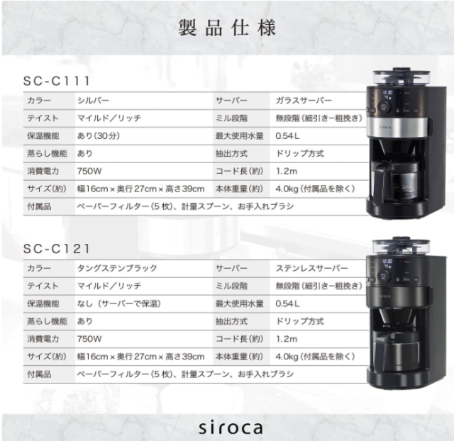 SIROCA SC-C111 SC-C121 SC-C122 SC-C124 全自動咖啡機