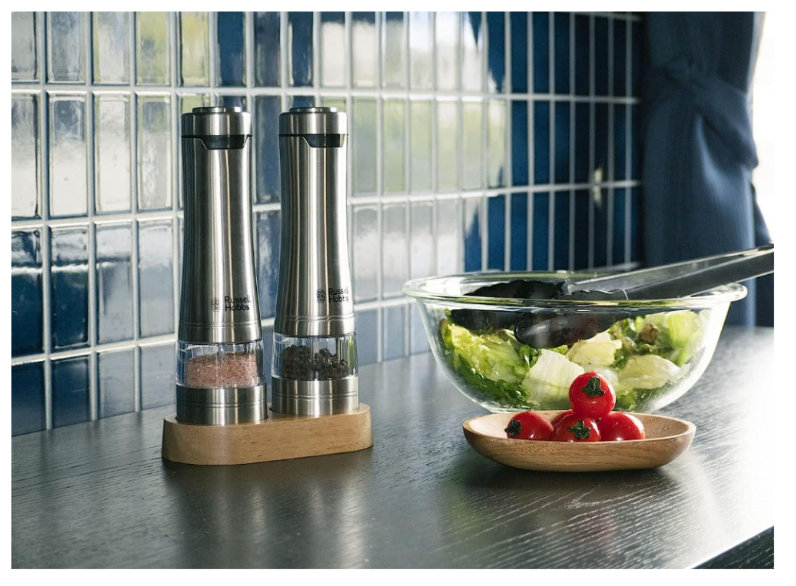 Russell Hobbs 不銹鋼電動胡椒磨鹽 LED 電池式 7922JP 7923JP