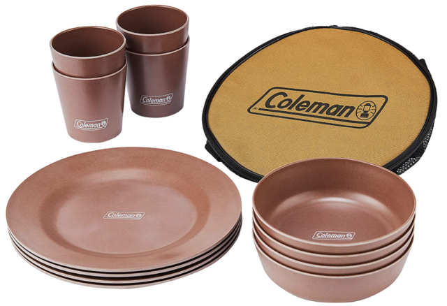 日本 Coleman 琺琅餐盤 2205761 四人份 環保餐具 露營 餐具套裝 帶手提箱