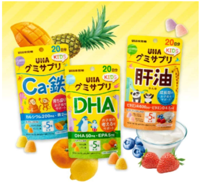 UHA味覺糖 KIDS 鈣+鐵 DHA 肝油 B群 維他命C 維他命D 維他命E 營養軟糖