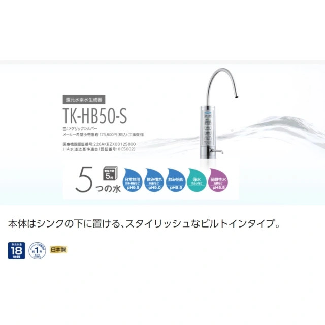Panasonic 國際牌 整水器 水素水生成器 TK-HB50 日本製 TK-HB50-S