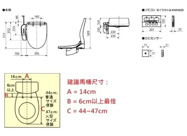 Panasonic DL-AWM600頂級泡洗淨全瞬熱免治馬桶座TCF4833R參考