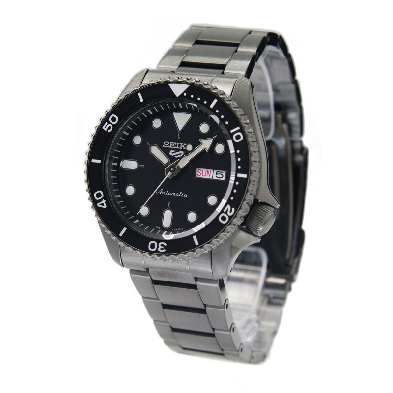 SEIKO 精工錶 5 Sports 系列潮黑機械錶 4R36-07G0SD(SRPD65K1)-42mm-黑面鋼帶