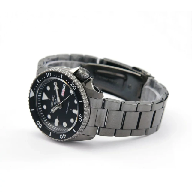 SEIKO 精工錶 5 Sports 系列潮黑機械錶 4R36-07G0SD(SRPD65K1)-42mm-黑面鋼帶