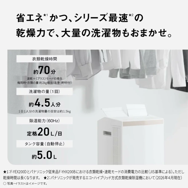 Panasonic國際牌 環保混合式衣物烘乾除濕機 搭載速乾 F-YEX200D 26年款