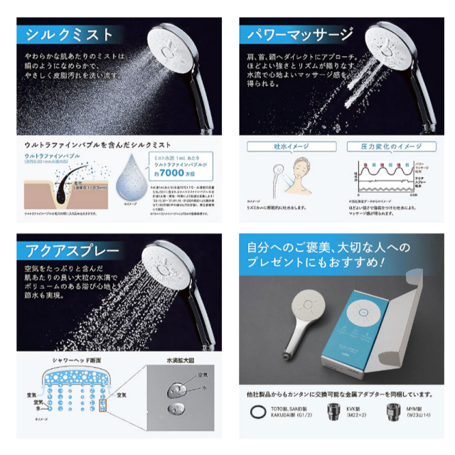 LIXIL 日本製 花灑 3段水流調節 超細氣泡花灑 PK-BF-SH1 PK-BF-SM6