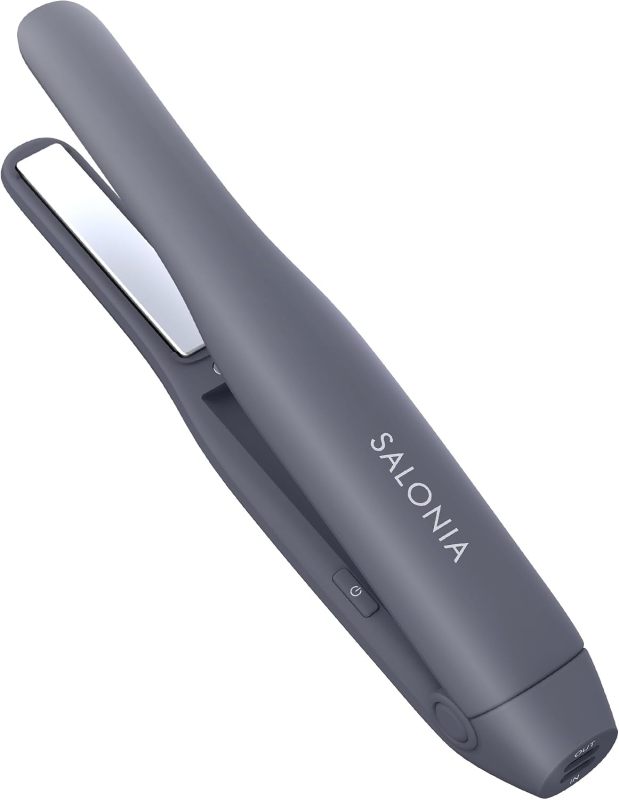 SALONIA 無線直髮夾 12mm 白色｜充電式便攜造型器｜瀏海整理｜旅行隨身直髮器｜可使用充電寶