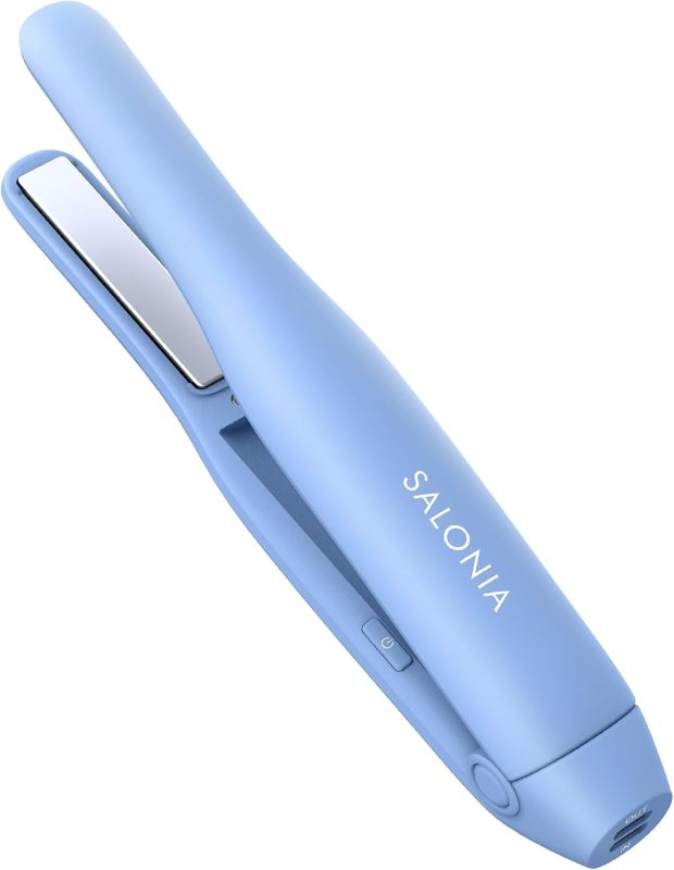 SALONIA 無線直髮夾 12mm 白色｜充電式便攜造型器｜瀏海整理｜旅行隨身直髮器｜可使用充電寶