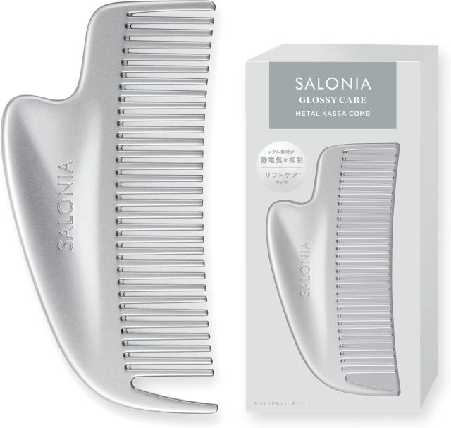 SALONIA Glossy Care 金屬刮痧梳｜純金屬護髮梳｜抗靜電美髮梳｜瀏海整理｜按摩刮痧二合一｜送禮推薦