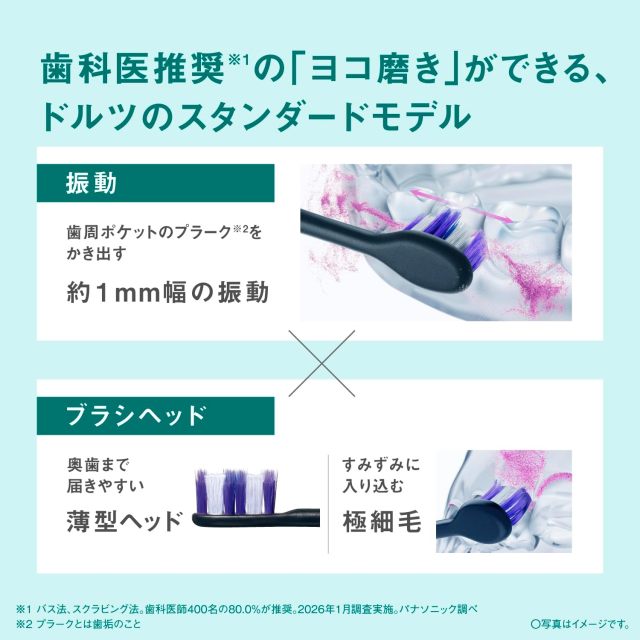 Panasonic 國際牌 Doltz 音波電動牙刷 EW-DA49-K 黑色｜USB充電｜附收納盒
