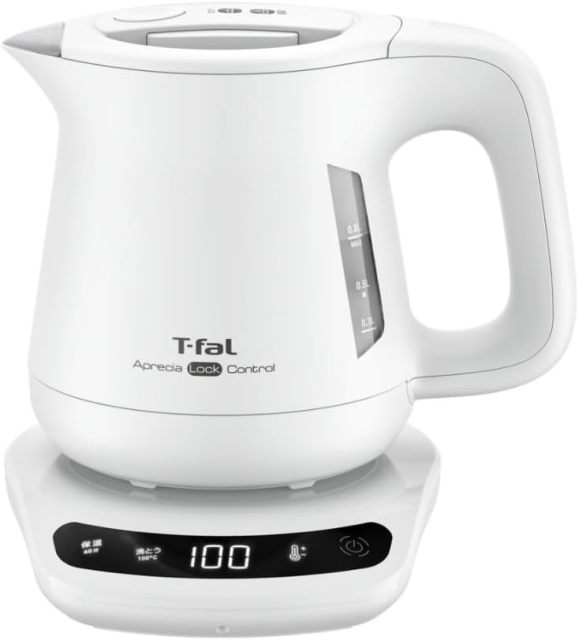 T-fal 特福 Aprecia Lock Control 電熱水壺 KO8601J0 0.8L 白色｜8段溫度設定｜保溫功能｜防傾倒鎖定