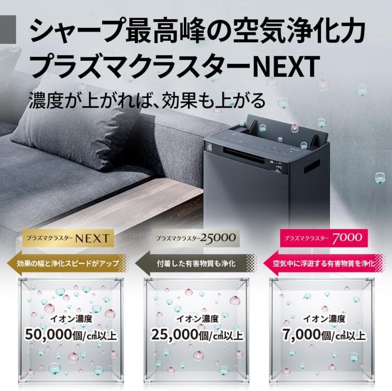 SHARP 夏普 KI-TX100-H 空氣清淨機｜Plasmacluster NEXT 高濃度離子｜適用46畳｜加濕功能｜自動內部清洗｜10年長效濾網｜花粉・病毒・異味對策｜最大加濕量1100mL/h