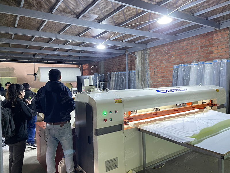 Customer using Infinity Machinery IF-QS2-2 foam cutting equipment