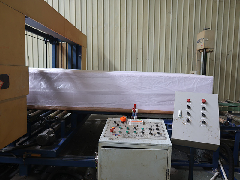 Completed foam block ready for processing on production line