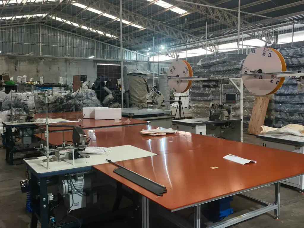 Client's mattress factory production area in Mexico