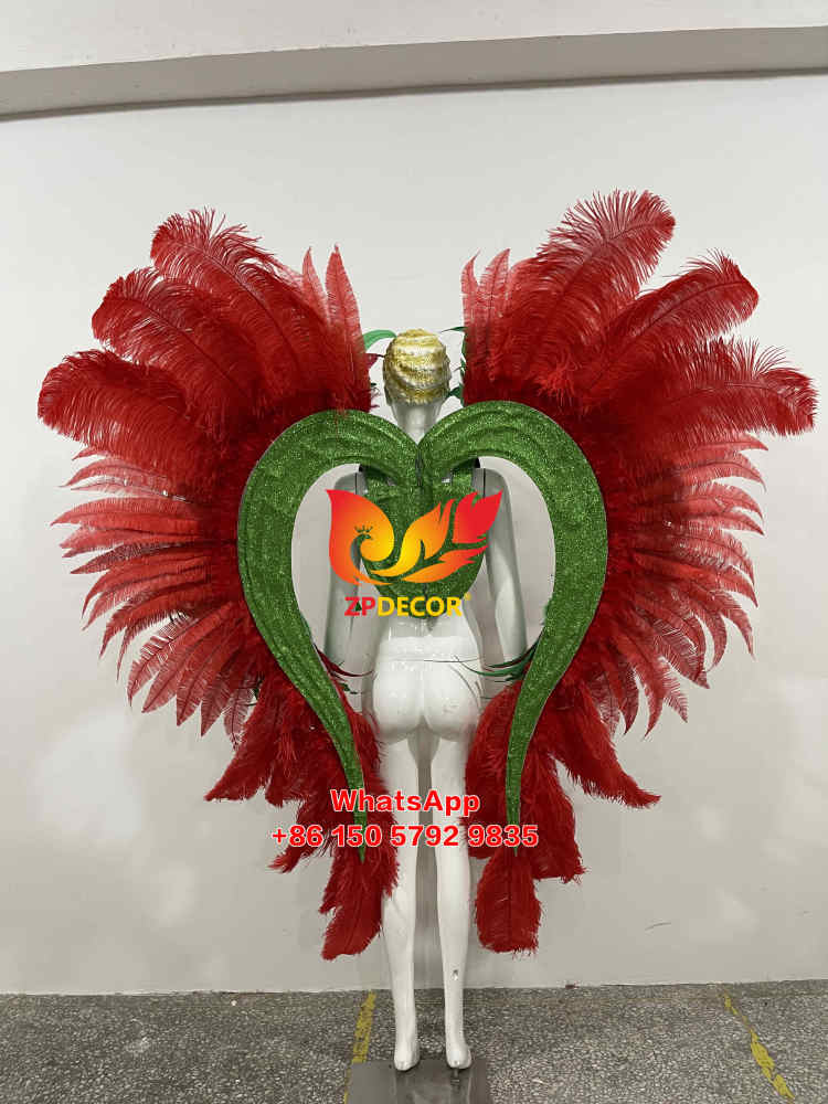 Zpdecor Made Pink and Red Ostrich Feathers Carnival Costumes Outfits