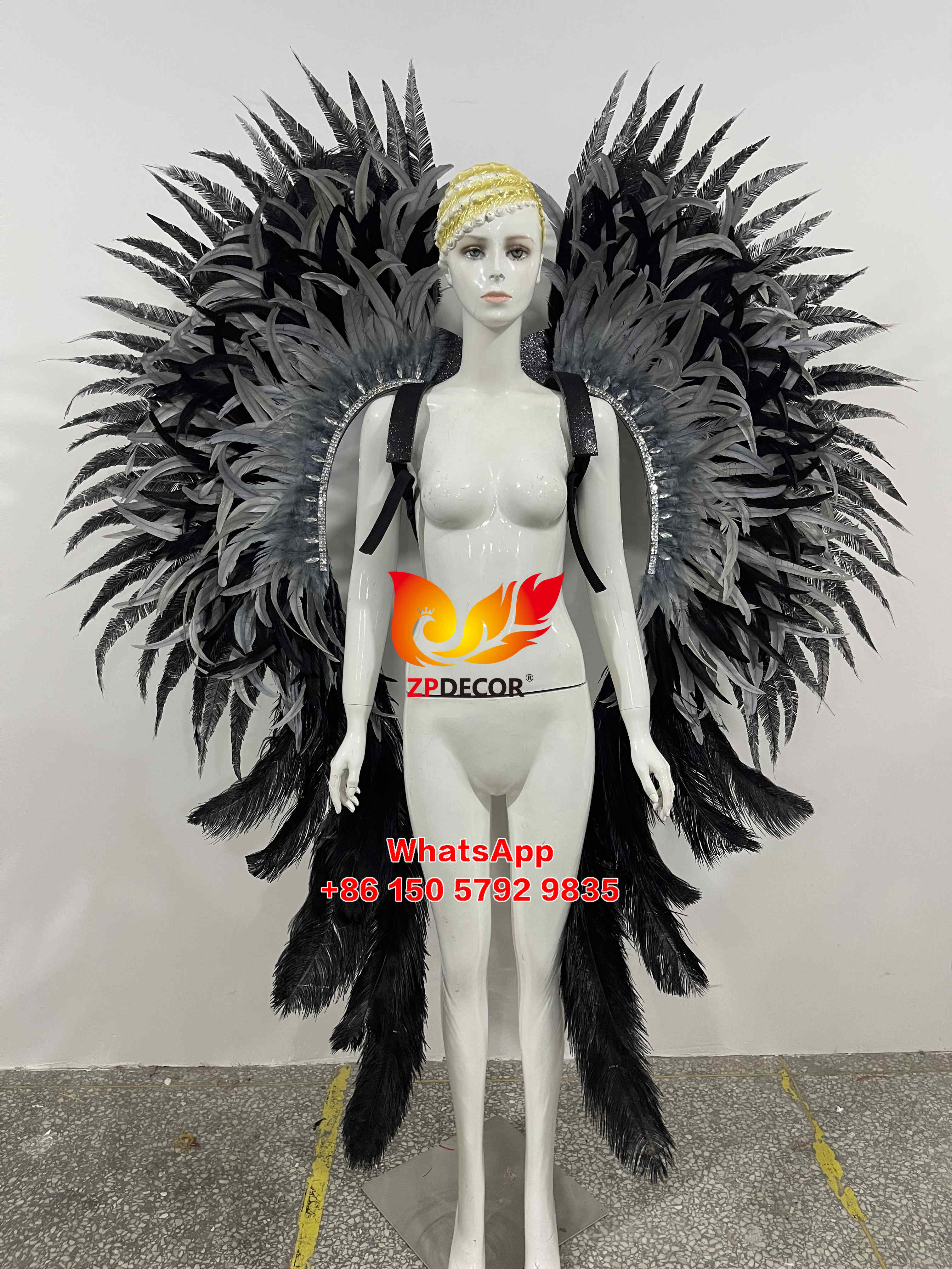Zpdecor Gray Ostrich Naudu Feathers Carnival Costumes