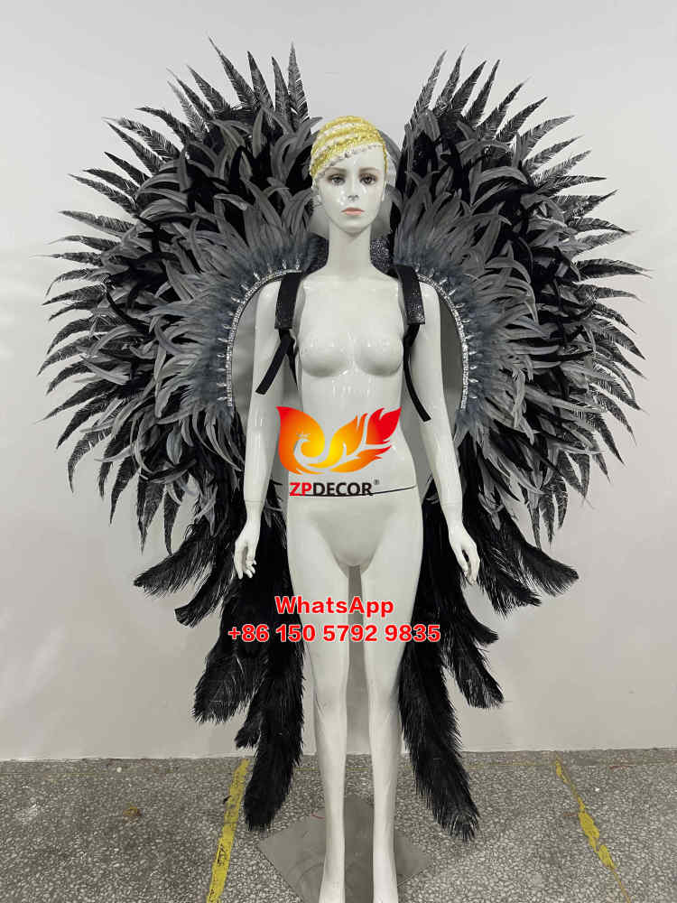 Zpdecor Gray Ostrich Naudu Feathers Carnival Costumes
