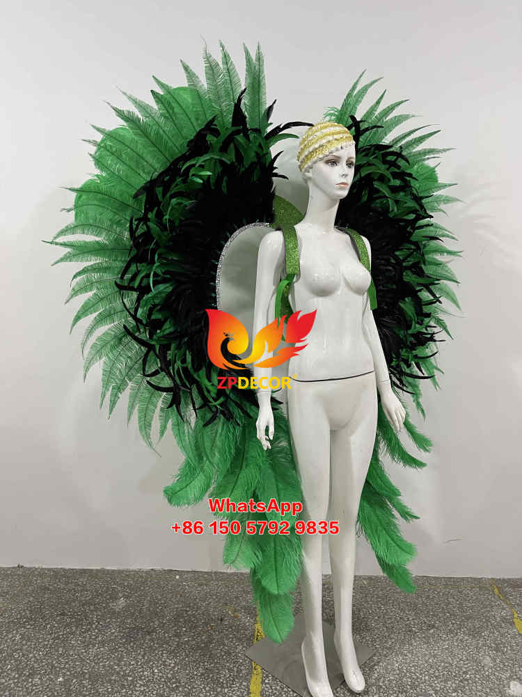 Zpdecor Customized Dyed Green Ostrich Feathers Carnival Costumes
