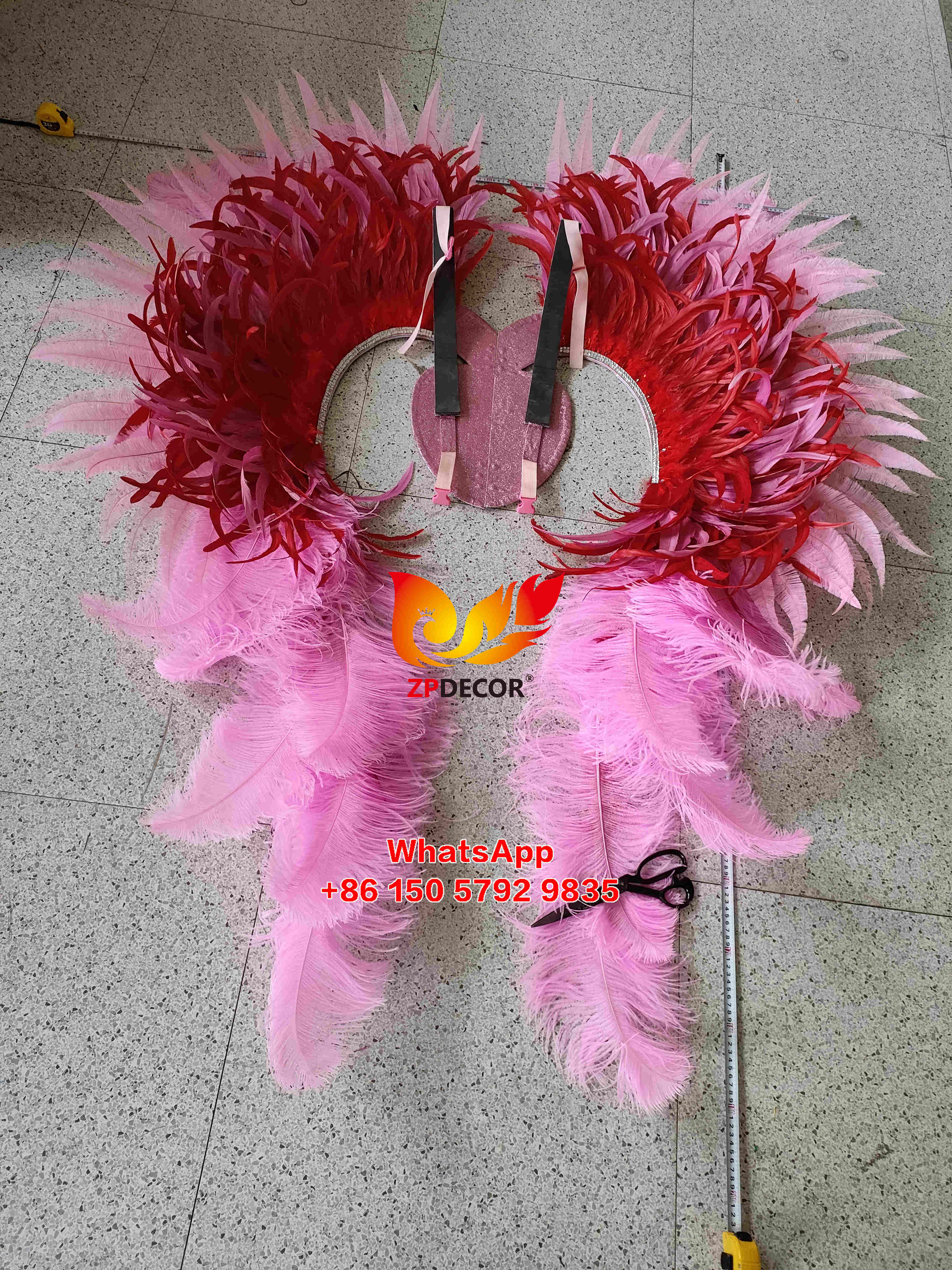 Zpdecor Real Made Dyed Ostrich Feathers Carnival Costumes BackPack Outfits