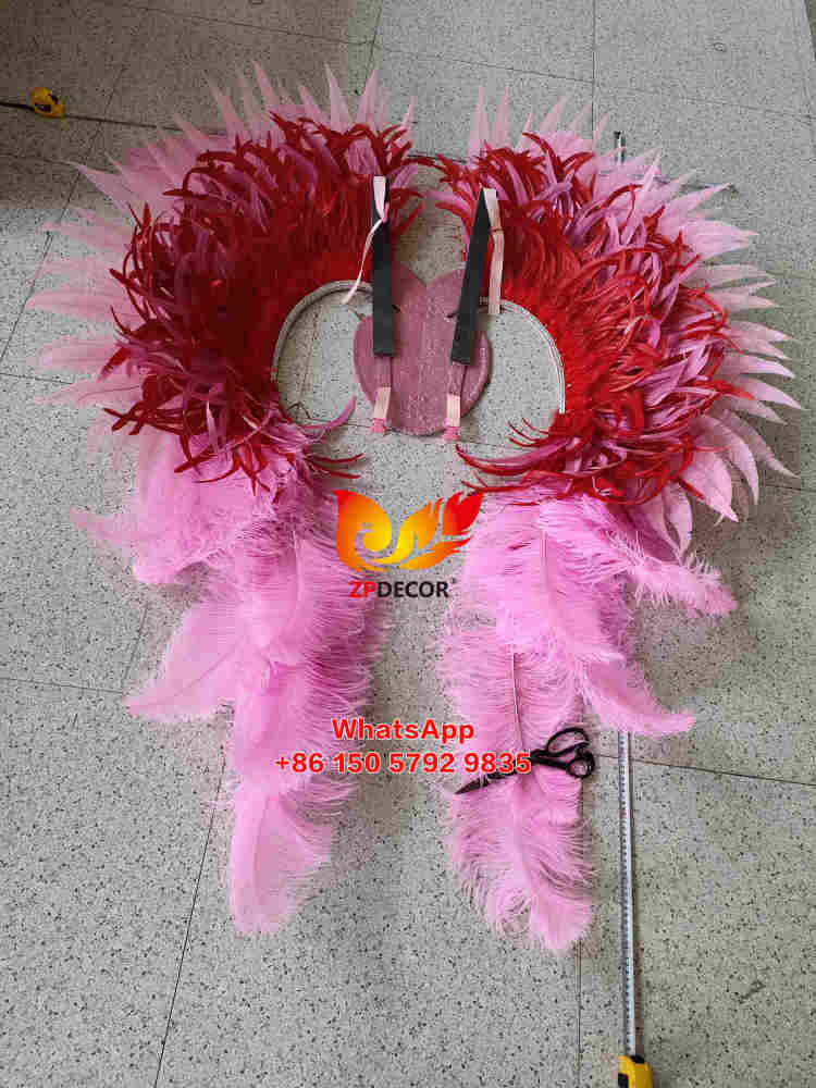 Zpdecor Real Made Dyed Ostrich Feathers Carnival Costumes BackPack Outfits