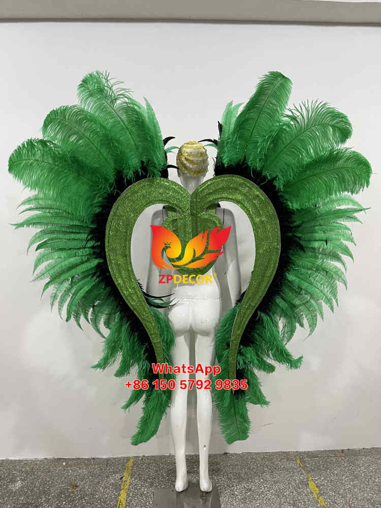 Zpdecor Customized Dyed Green Ostrich Feathers Carnival Costumes